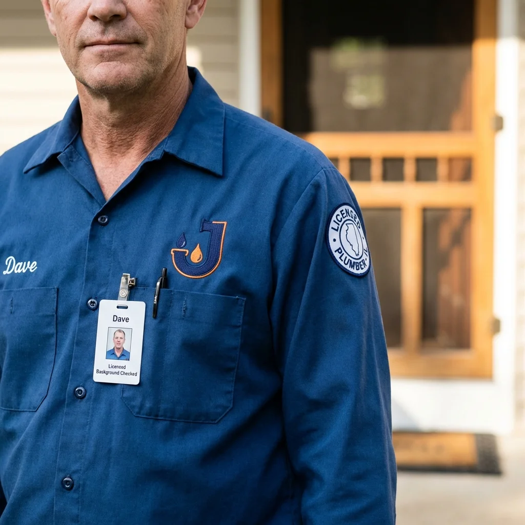 Licensed plumber showing ID badge in Steele, MO