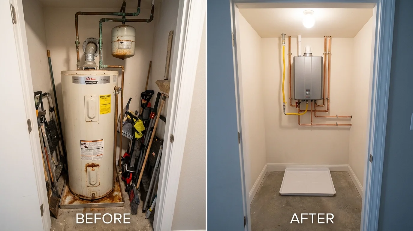 Tank water heater versus wall-mounted tankless unit comparison for Steele, MO homeowners